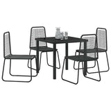 Garden Dining Set 5 pcs Black Powder-Coated Steel - Side View