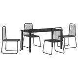 Garden Dining Set 5 pcs Black Powder-Coated Steel - Front View