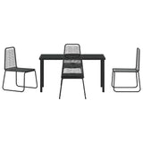 Garden Dining Set 5 pcs Black Powder-Coated Steel