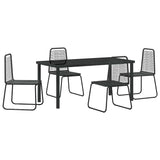 Garden Dining Set 5 pcs Black Powder-Coated Steel
