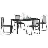 Garden Dining Set 5 pcs Black Powder-Coated Steel - Side View