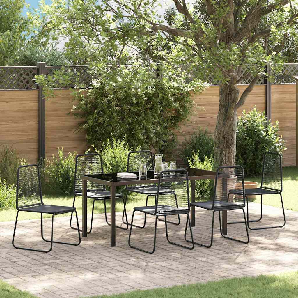 Garden Dining Set 7 pcs Black Powder-Coated Steel