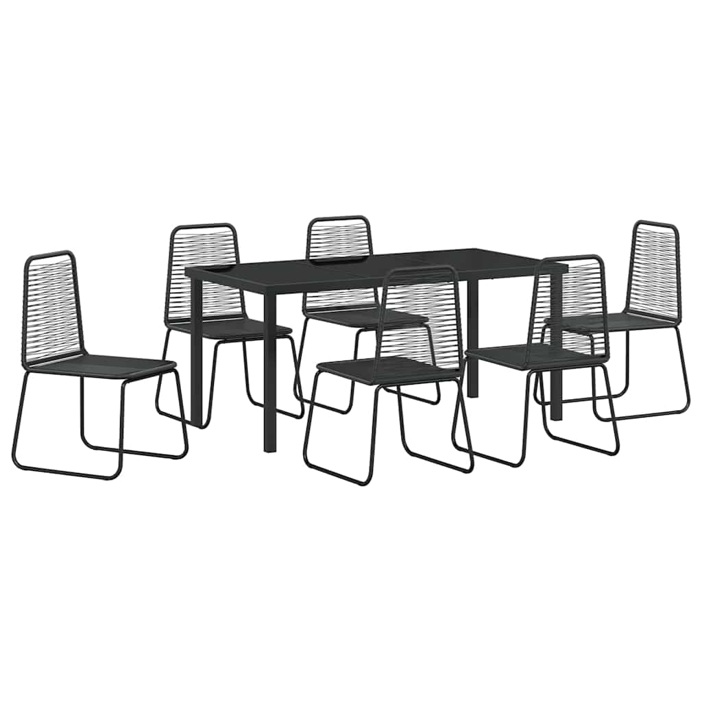 Garden Dining Set 7 pcs Black Powder-Coated Steel