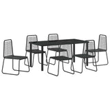 Garden Dining Set 7 pcs Black Powder-Coated Steel - Front View