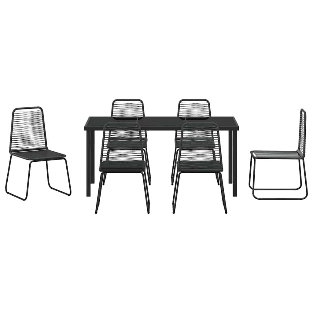 Garden Dining Set 7 pcs Black Powder-Coated Steel
