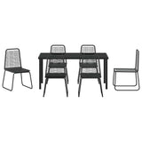 Garden Dining Set 7 pcs Black Powder-Coated Steel