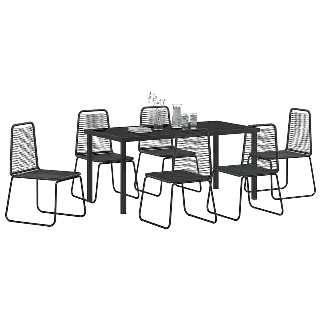 Garden Dining Set 7 pcs Black Powder-Coated Steel