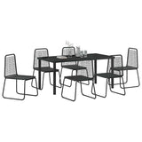 Garden Dining Set 7 pcs Black Powder-Coated Steel - Side View