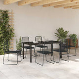 Garden Dining Set 7 pcs Black Powder-Coated Steel - Top-Down View