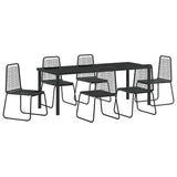 Garden Dining Set 7 pcs Black Powder-Coated Steel