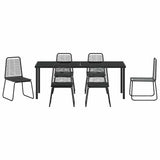 Garden Dining Set 7 pcs Black Powder-Coated Steel - Close-Up Angle