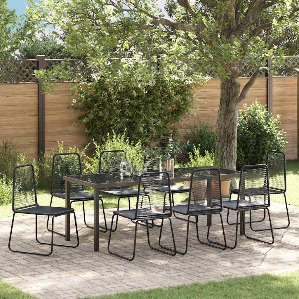 Garden Dining Set 9 pcs Black Powder-Coated Steel