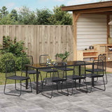 Garden Dining Set 9 pcs Black Powder-Coated Steel - Top-Down View