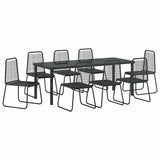 Garden Dining Set 9 pcs Black Powder-Coated Steel - Front View
