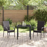 Garden Dining Set 3 pcs Brown Powder-Coated Steel - Top-Down View