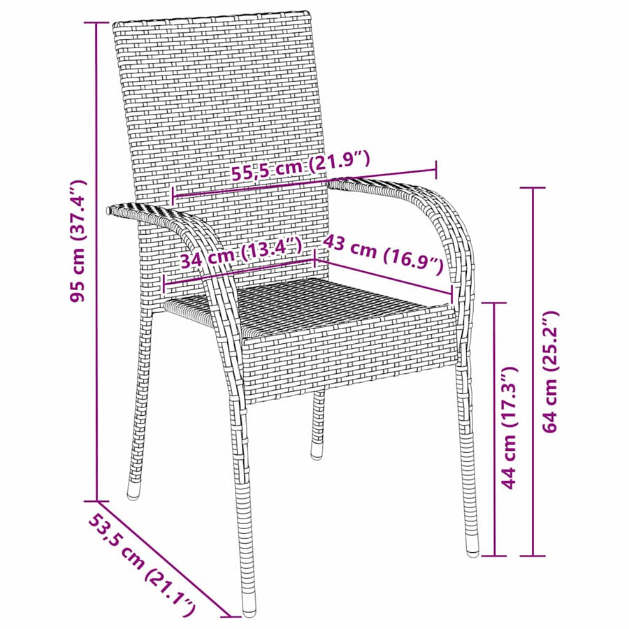 Garden Dining Set 3 pcs Brown Powder-Coated Steel