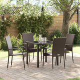 Garden Dining Set 5 pcs Brown Powder-Coated Steel