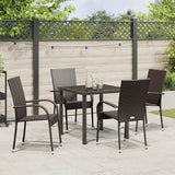 Garden Dining Set 5 pcs Brown Powder-Coated Steel