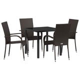 Garden Dining Set 5 pcs Brown Powder-Coated Steel