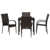 Garden Dining Set 5 pcs Brown Powder-Coated Steel - Close-Up Angle