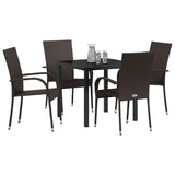Garden Dining Set 5 pcs Brown Powder-Coated Steel