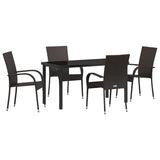 Garden Dining Set 5 pcs Brown Powder-Coated Steel - Front View