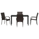 Garden Dining Set 5 pcs Brown Powder-Coated Steel - Close-Up Angle