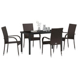 Garden Dining Set 5 pcs Brown Powder-Coated Steel - Side View