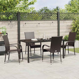 Garden Dining Set 5 pcs Brown Powder-Coated Steel - Top-Down View