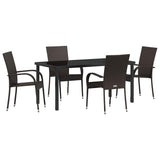 Garden Dining Set 5 pcs Brown Powder-Coated Steel - Front View