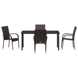 Garden Dining Set 5 pcs Brown Powder-Coated Steel - Close-Up Angle