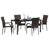 Garden Dining Set 5 pcs Brown Powder-Coated Steel - Side View