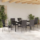 Garden Dining Set 7 pcs Brown Powder-Coated Steel - Top-Down View