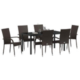 Garden Dining Set 7 pcs Brown Powder-Coated Steel - Side View