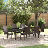 Garden Dining Set 7 pcs Brown Powder-Coated Steel
