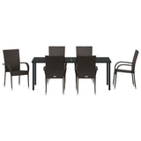 Garden Dining Set 7 pcs Brown Powder-Coated Steel - Close-Up Angle