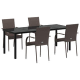 Garden Dining Set 5 pcs Brown Powder-Coated Steel - Front View