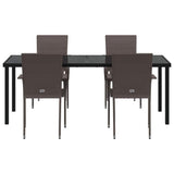 Garden Dining Set 5 pcs Brown Powder-Coated Steel - Close-Up Angle