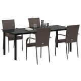 Garden Dining Set 5 pcs Brown Powder-Coated Steel - Side View