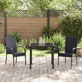 Garden Dining Set 3 pcs Black Powder-Coated Steel - Top-Down View