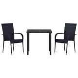 Garden Dining Set 3 pcs Black Powder-Coated Steel