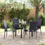 Garden Dining Set 5 pcs Black Powder-Coated Steel