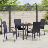 Garden Dining Set 5 pcs Black Powder-Coated Steel - Top-Down View