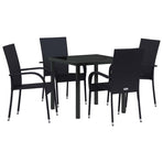 Garden Dining Set 5 pcs Black Powder-Coated Steel