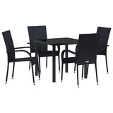 Garden Dining Set 5 pcs Black Powder-Coated Steel - Front View
