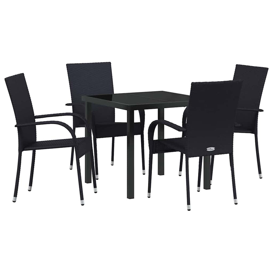 Garden Dining Set 5 pcs Black Powder-Coated Steel