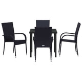 Garden Dining Set 5 pcs Black Powder-Coated Steel - Close-Up Angle