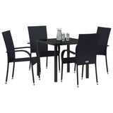 Garden Dining Set 5 pcs Black Powder-Coated Steel - Side View