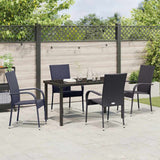 Garden Dining Set 5 pcs Black Powder-Coated Steel - Top-Down View