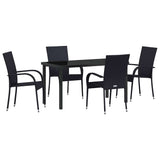 Garden Dining Set 5 pcs Black Powder-Coated Steel - Front View